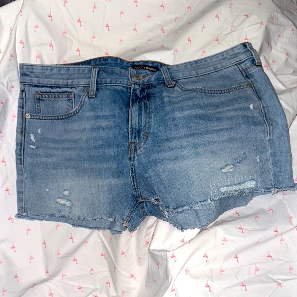Lucky Brand Women's Light Blue Vintage Distressed Jean Shorts